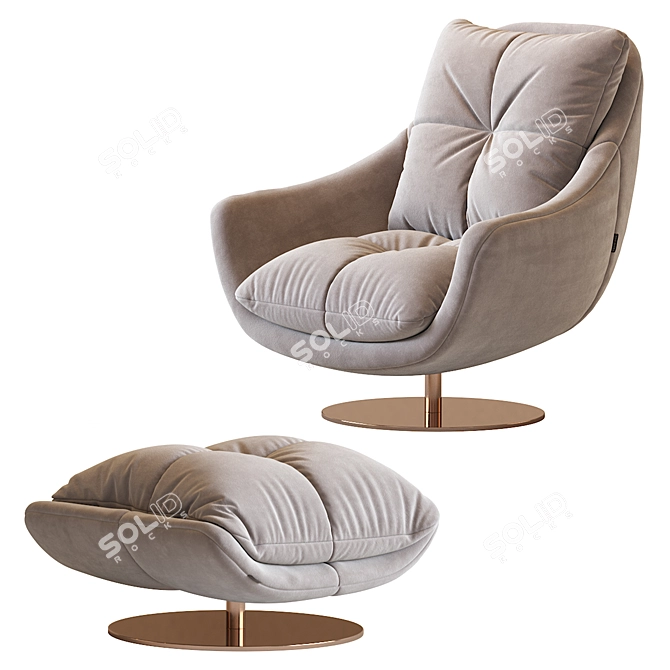 Sophia Swivel Armchair: Modern Comfort for Your Space 3D model image 6