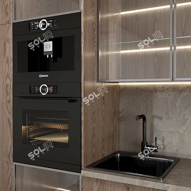 Modern Style Kitchen with Island 3D model image 2