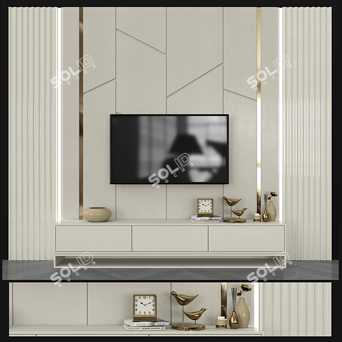 Sleek TV Wall Set22: Modern Design 3D model image 1