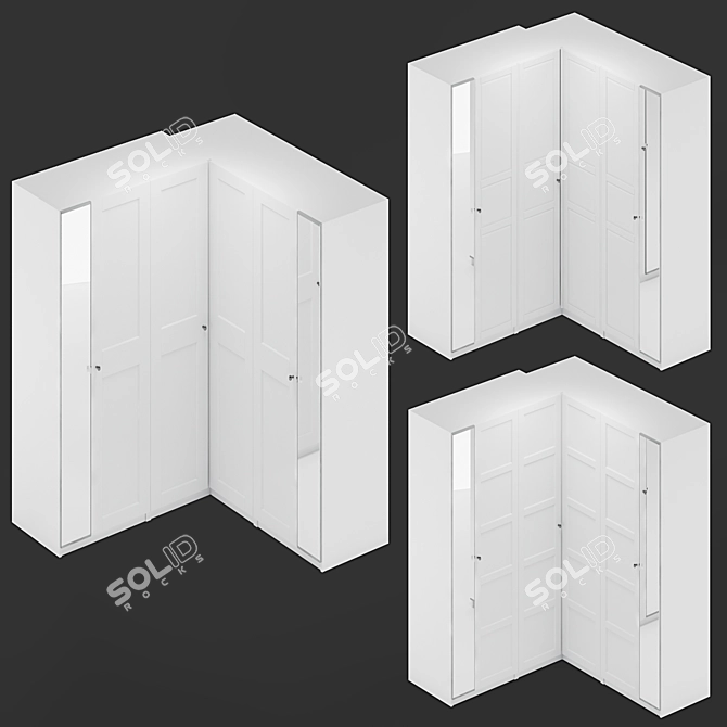 Ikea PAX Corner Wardrobe C - Versatile Storage Solution 3D model image 1