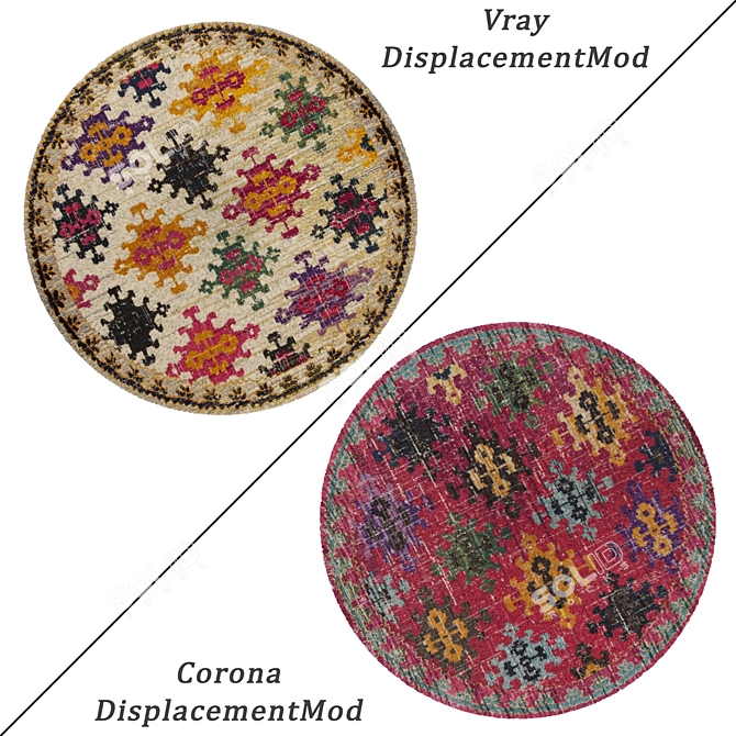 Round Carpets Set with VRayFur & Displacement 3D model image 2