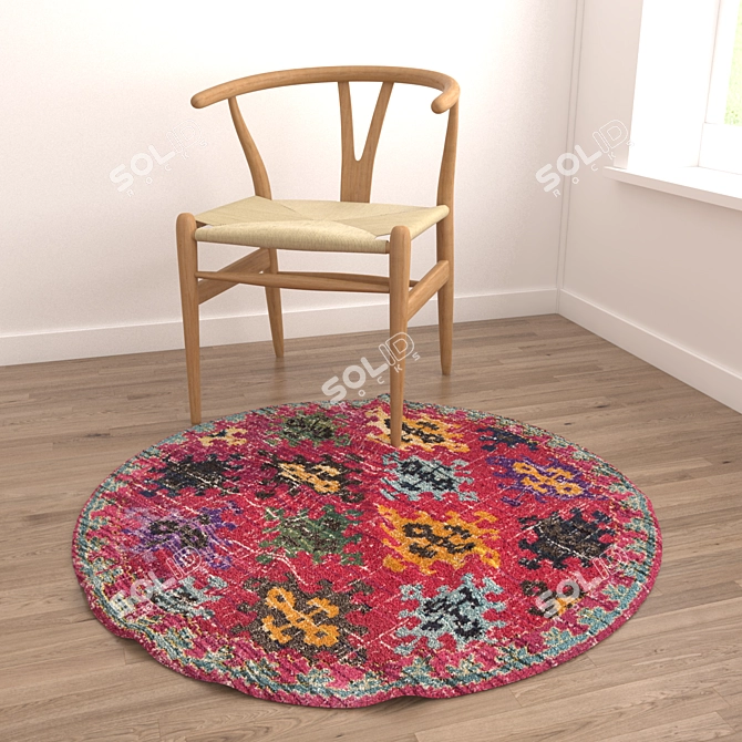 Round Carpets Set with VRayFur & Displacement 3D model image 4