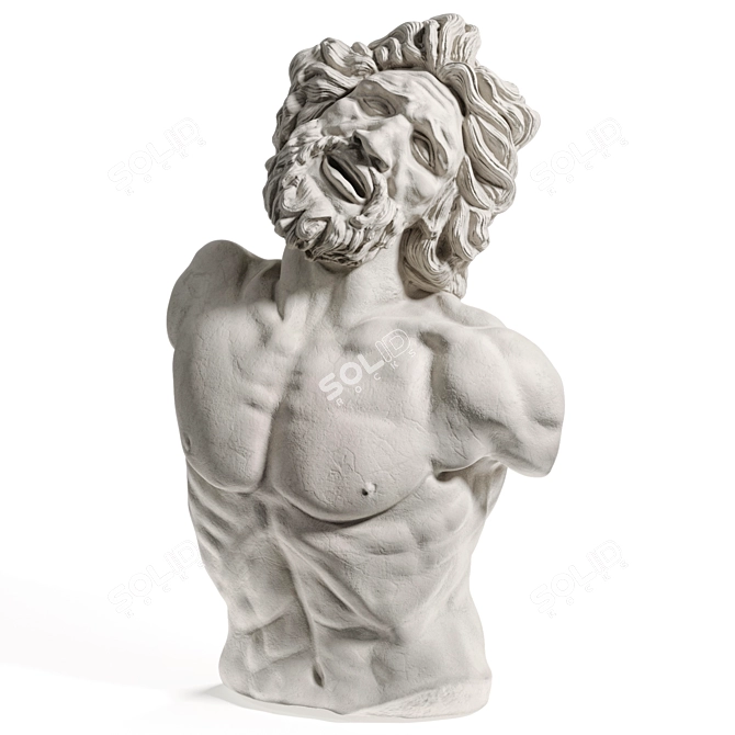 Roman Laocoon Bust Sculpture 3D model image 1