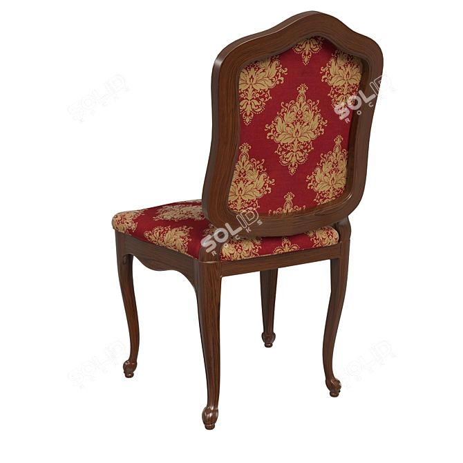 Elegant Wooden Chair with Fabric Upholstery 3D model image 4