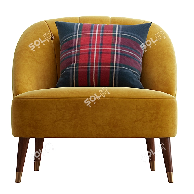 Luxury Gold Velvet Accent Chair 3D model image 2