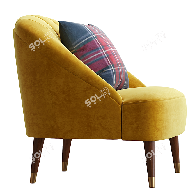 Luxury Gold Velvet Accent Chair 3D model image 3