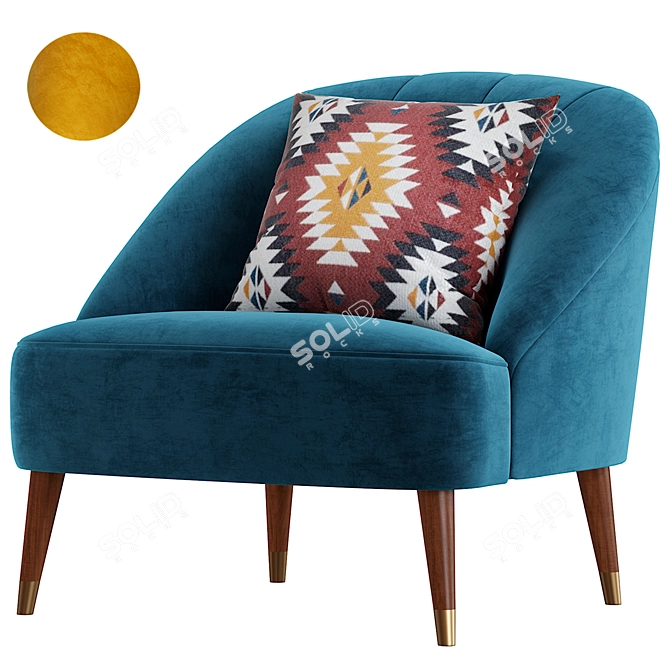 Luxury Gold Velvet Accent Chair 3D model image 6