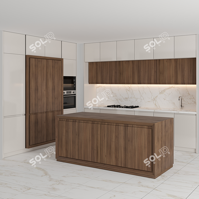 Modern Island Kitchen - High-Quality 3D Model 3D model image 1