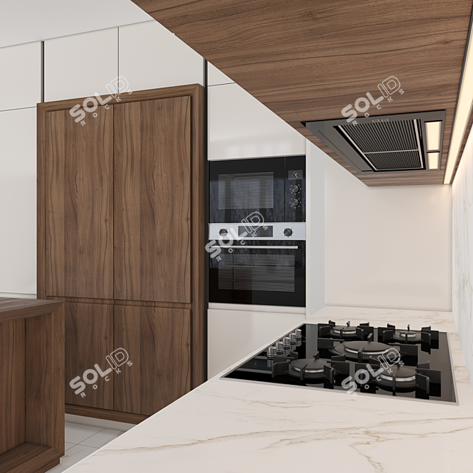 Modern Island Kitchen - High-Quality 3D Model 3D model image 3