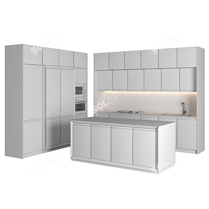 Modern Island Kitchen - High-Quality 3D Model 3D model image 5