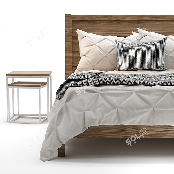 White Cotton Cover Bed - Sleek and Stylish 3D model image 7