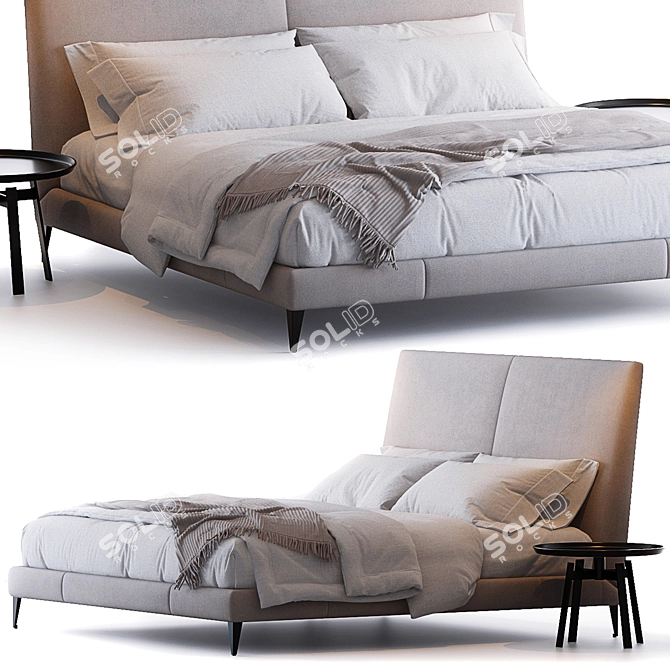 Elegant Demetra Bed & Husk Table 3D model image 1