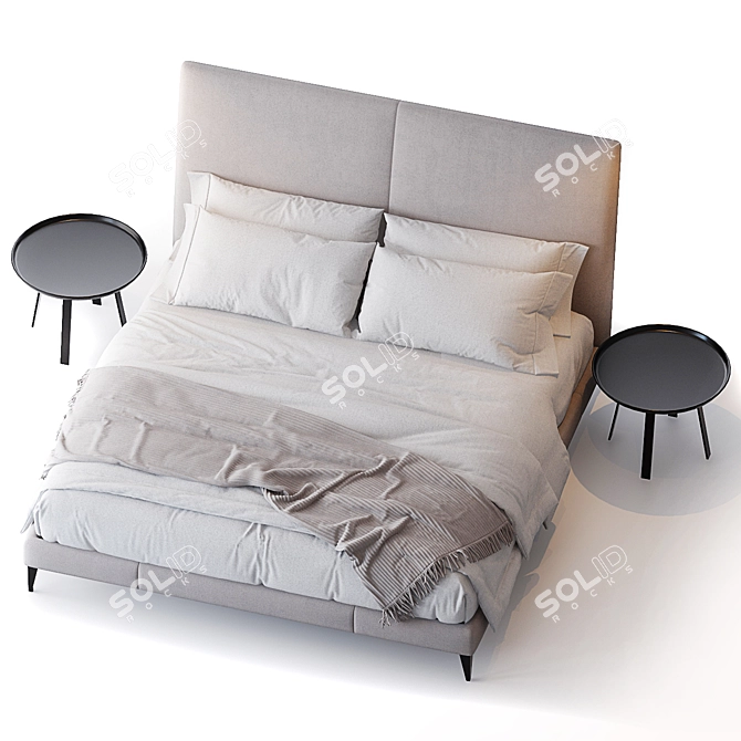 Elegant Demetra Bed & Husk Table 3D model image 2