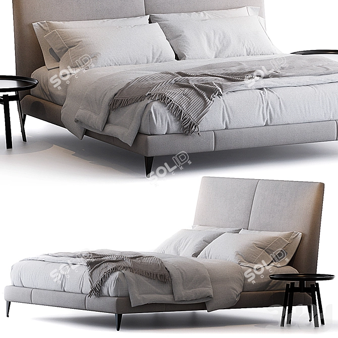 Elegant Demetra Bed & Husk Table 3D model image 5