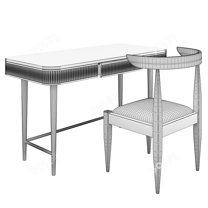 Minimalist Natural Ash Desk & Chair 3D model image 5