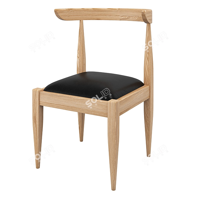 Minimalist Natural Ash Desk & Chair 3D model image 9