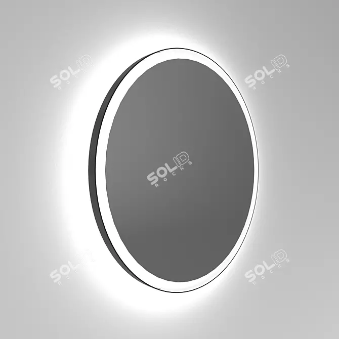 Illuminated Iron Saturn Round Mirror 3D model image 2