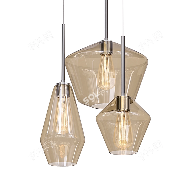 Modern Glass Geo Chandelier 3D model image 1