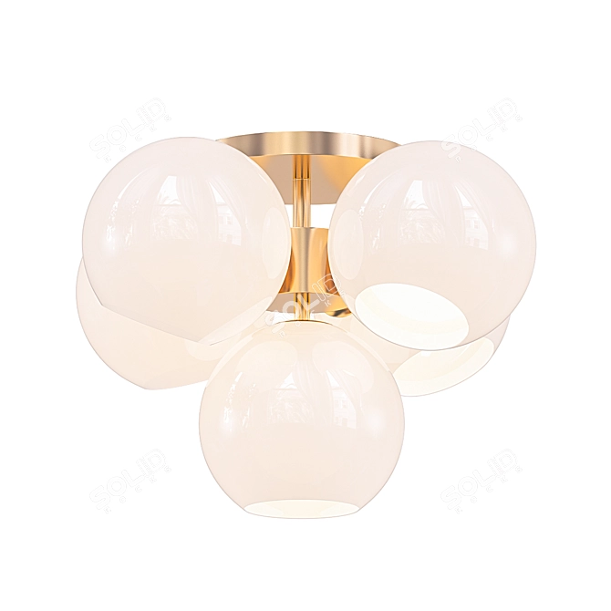 Sleek Staggered Glass Flushmount 3D model image 1