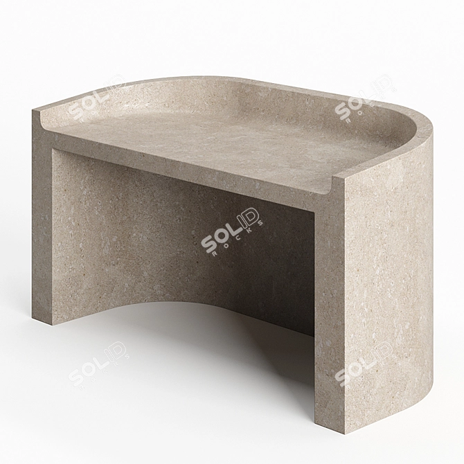 Elegant Stone Atlas Bench 3D model image 3