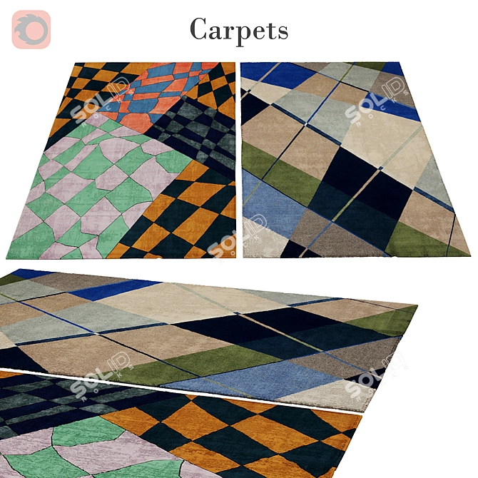 Modern Geometric Area Rug 3D model image 2