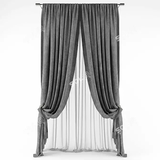 Poly-Versatile Curtain Panels 3D model image 1