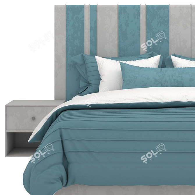 Modern Leather Bed Set 3D model image 2