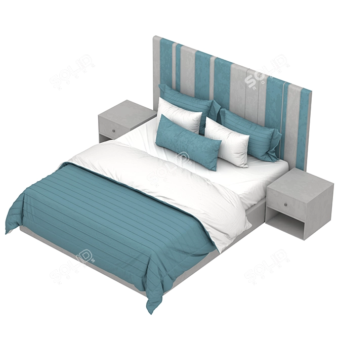 Modern Leather Bed Set 3D model image 3