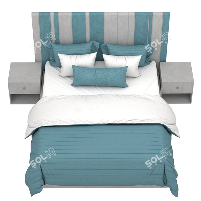 Modern Leather Bed Set 3D model image 4