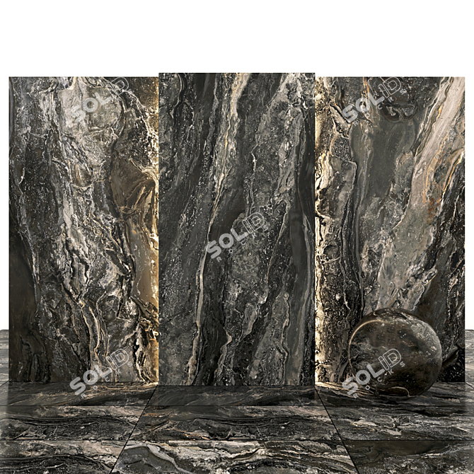 Orobico Dark Marble: Elegant, Versatile Slabs & Tiles 3D model image 2