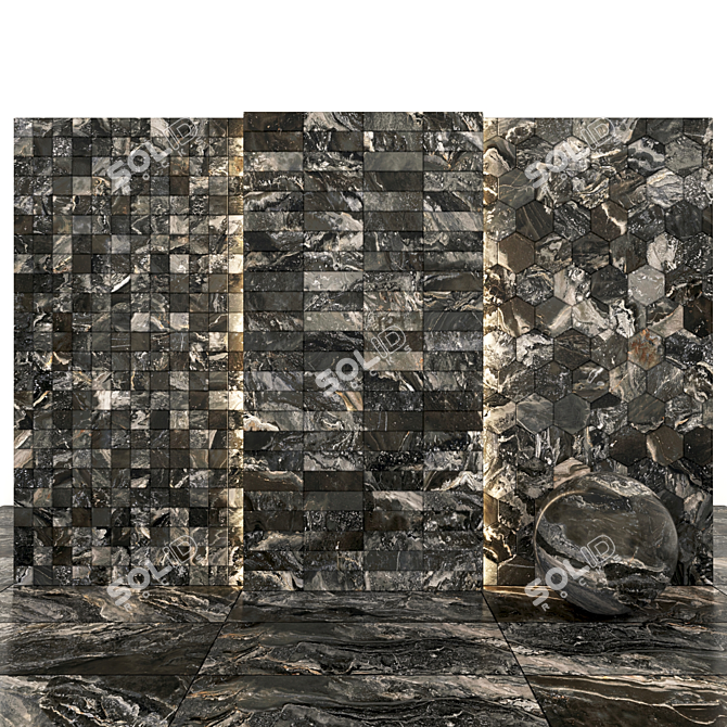 Orobico Dark Marble: Elegant, Versatile Slabs & Tiles 3D model image 3