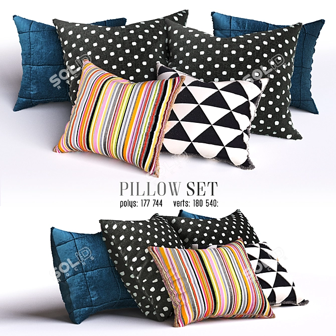 Cozy Plush Pillow Set 3D model image 1