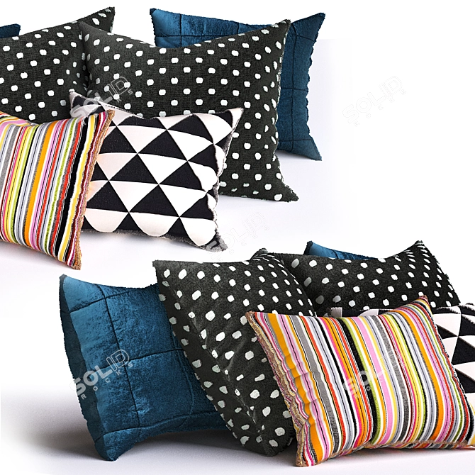 Cozy Plush Pillow Set 3D model image 2