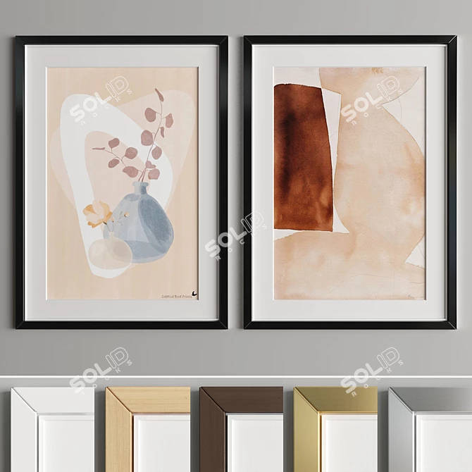 Elegant Art Frames with Multiple Materials 3D model image 3