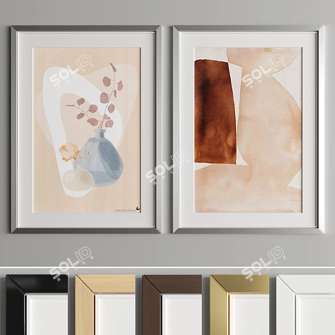 Elegant Art Frames with Multiple Materials 3D model image 4