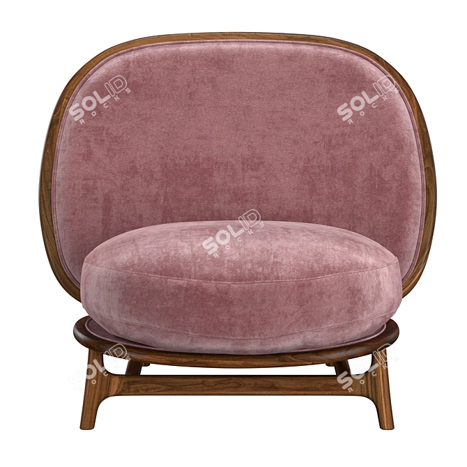 Modern Velvet Wooden Armchair 3D model image 2