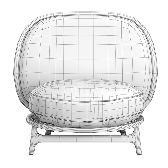 Modern Velvet Wooden Armchair 3D model image 5