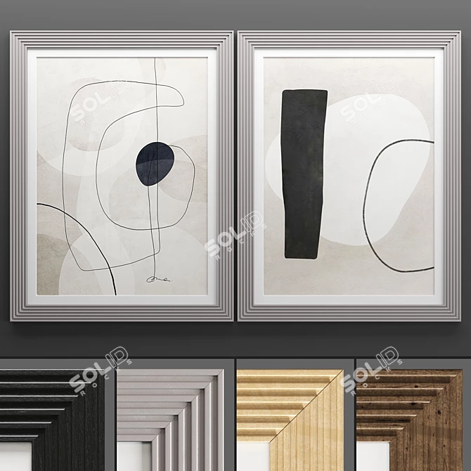 Modern Art Frame Set: 2 Frames, 4 Textures 3D model image 1
