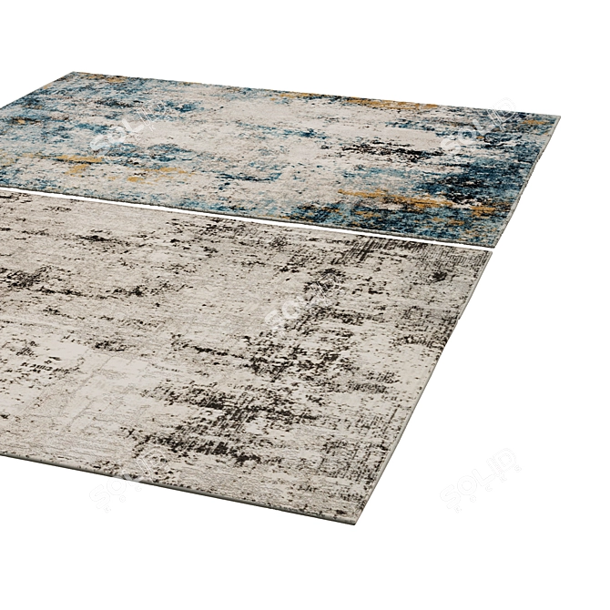 Luxurious Floral Print Area Rug 3D model image 2