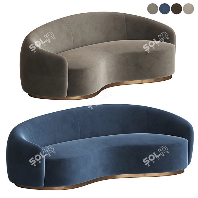 Elegant Snowglobs Austin Velvet Sofa 3D model image 2