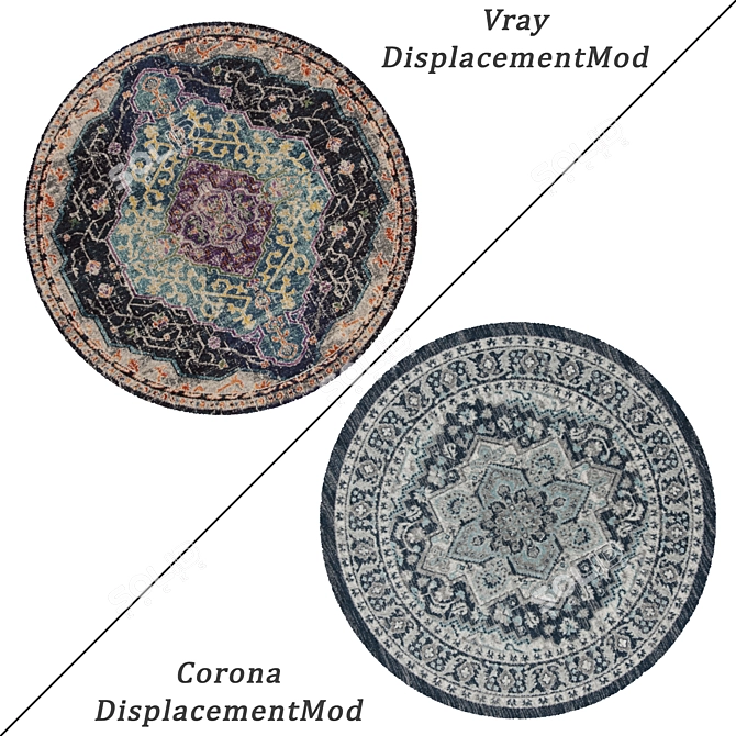 Round Carpets Set - Variety and Realism 3D model image 2