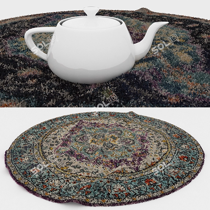 Round Carpets Set - Variety and Realism 3D model image 3