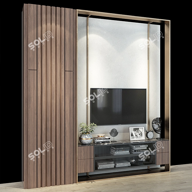 Sleek TV Wall Set 0167 3D model image 3