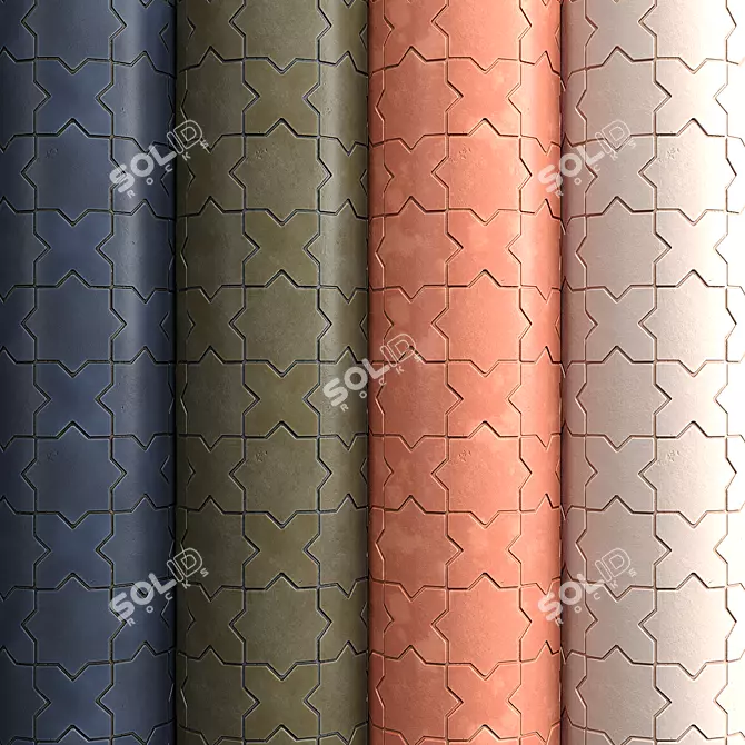 PBR Wall Tiles - 4 Materials 3D model image 1