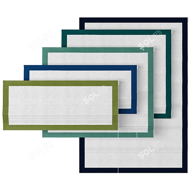 Elegant Blue Chevalle Roman Curtains 3D model image 2