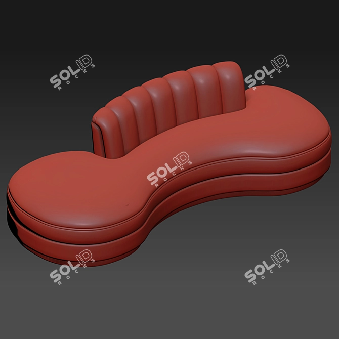 Luxury Chanel Tufted Curved Sofa 3D model image 2