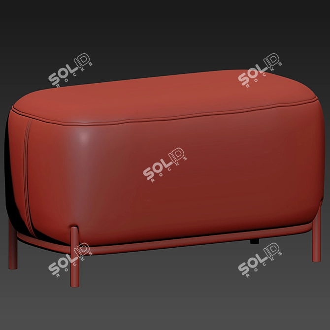 Elegant Hemlock Ottoman: Fabric & Velvet 3D model image 2