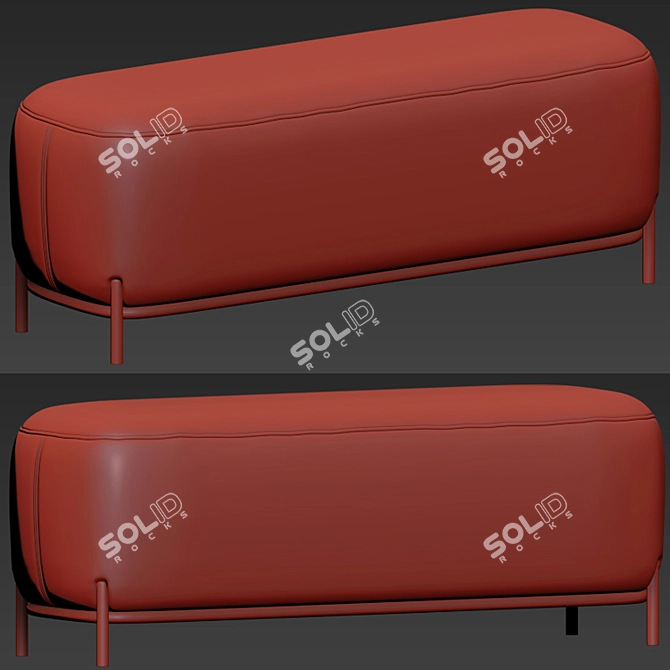 Elegant Hemlock Ottoman: Fabric & Velvet 3D model image 4