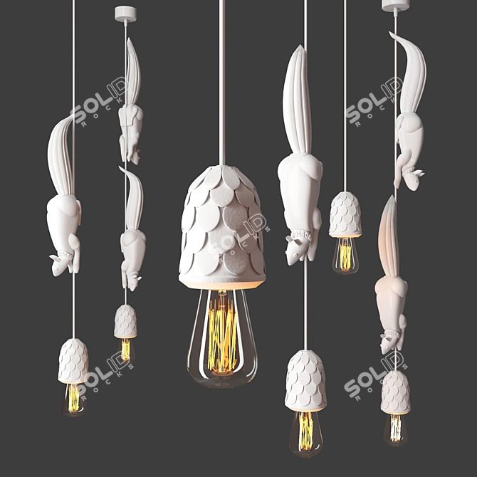 Sherwood e Robin: Ceramic Suspension Pendant Light 3D model image 1