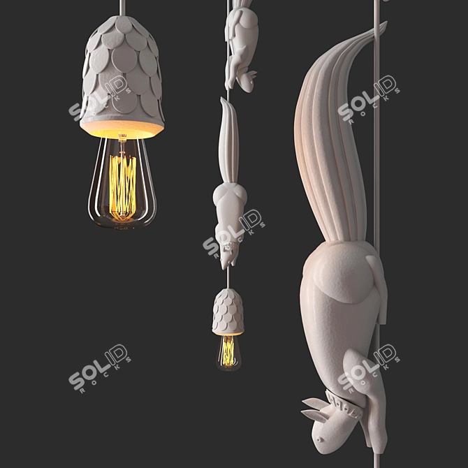 Sherwood e Robin: Ceramic Suspension Pendant Light 3D model image 2